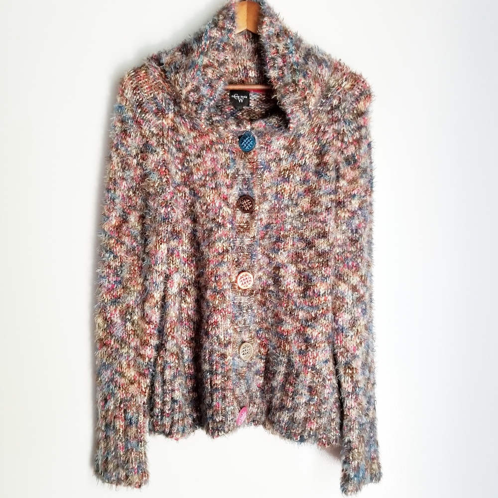 Colour Works Boho Rainbow Cottagecore Sweater L